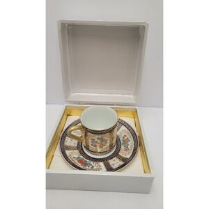 Royal Imari Kisen Arita Japan Porcelain Demitasse Cup Saucer Boxed Gold